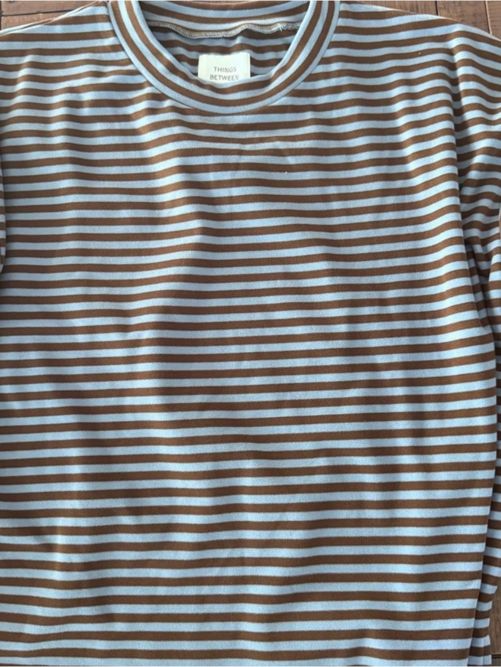 Things Between Brown & Light Blue Striped Tee and Pants- Never Worn-L